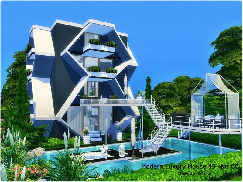 Modern Luxury House 49 – NO CC By Jolanta Sims 4 CC