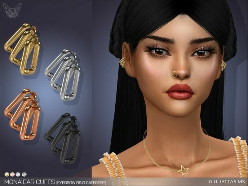 Mona EAR Cuff Earrings (Brow Ring Category) By Feyona Sims 4 CC