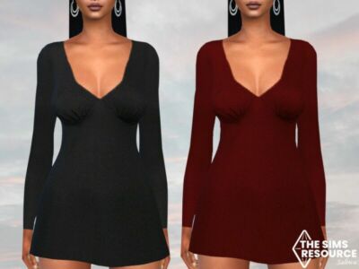 Monna Deep V Neck Formal Dresses By Saliwa Sims 4 CC