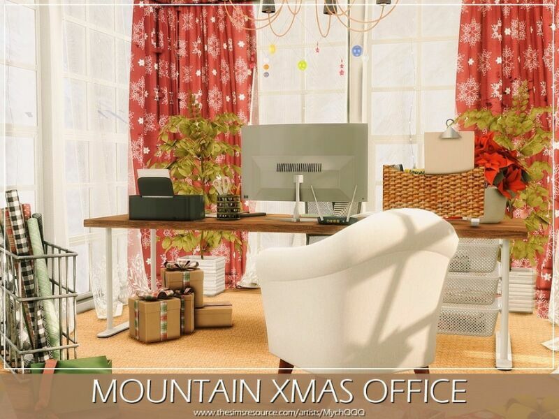 sims 4 cc mountain xmas office by mychqqq 2