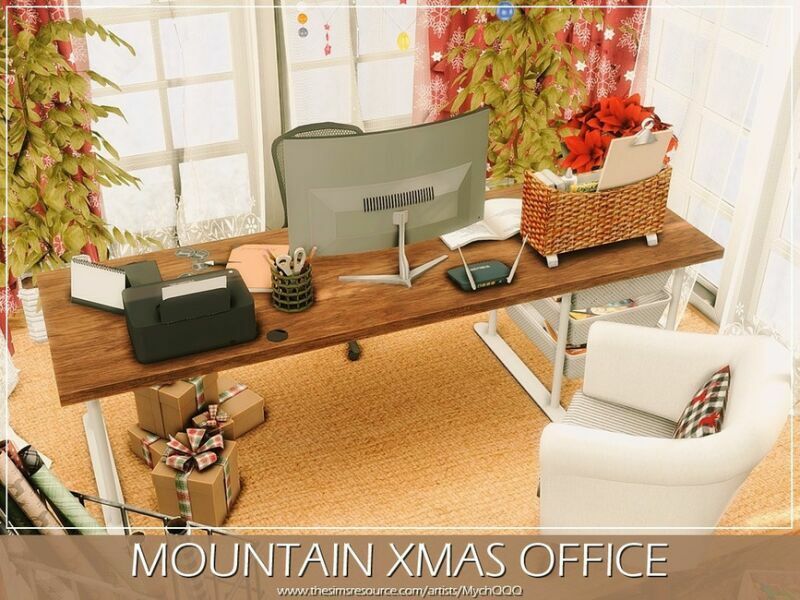 sims 4 cc mountain xmas office by mychqqq 3