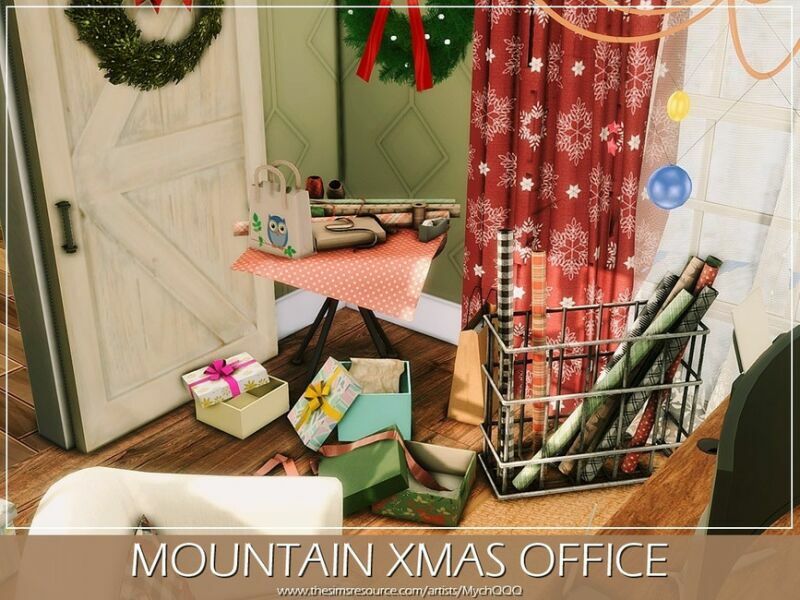 sims 4 cc mountain xmas office by mychqqq 4