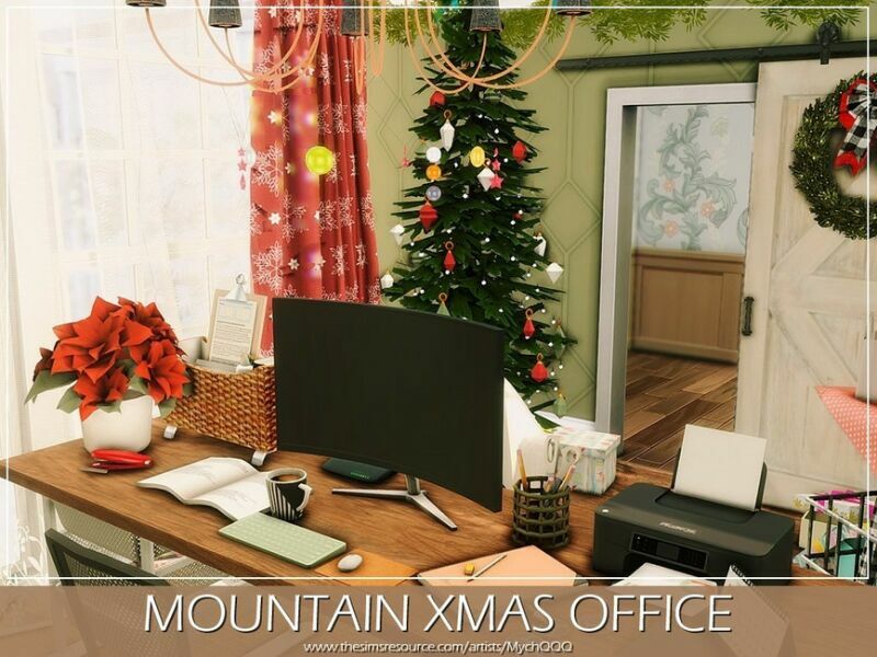 sims 4 cc mountain xmas office by mychqqq 5