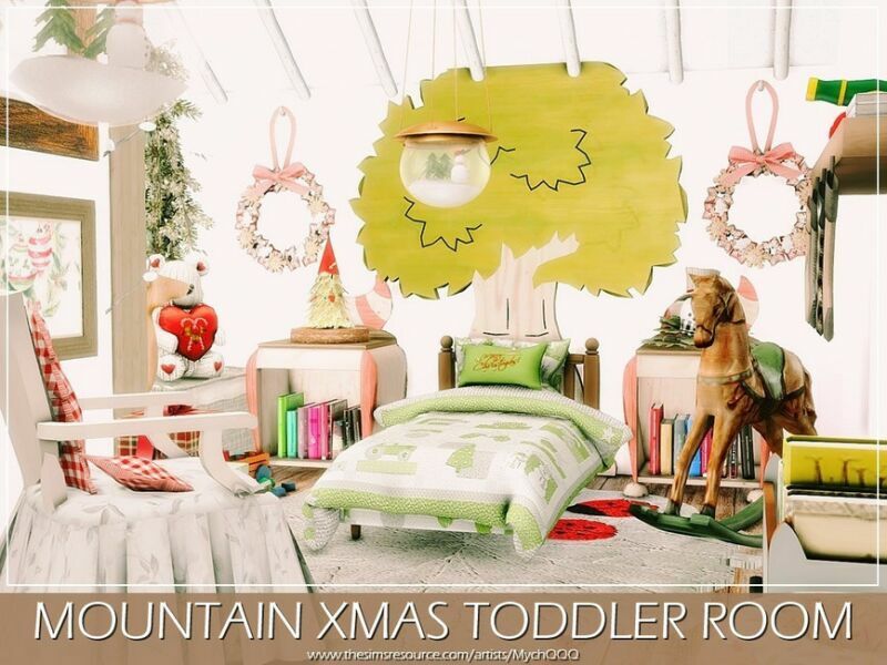 Mountain Xmas Toddler Room By Mychqqq Sims 4 CC