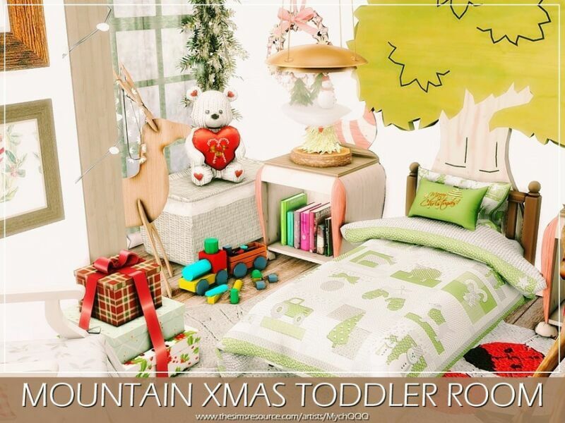 sims 4 cc mountain xmas toddler room by mychqqq 2