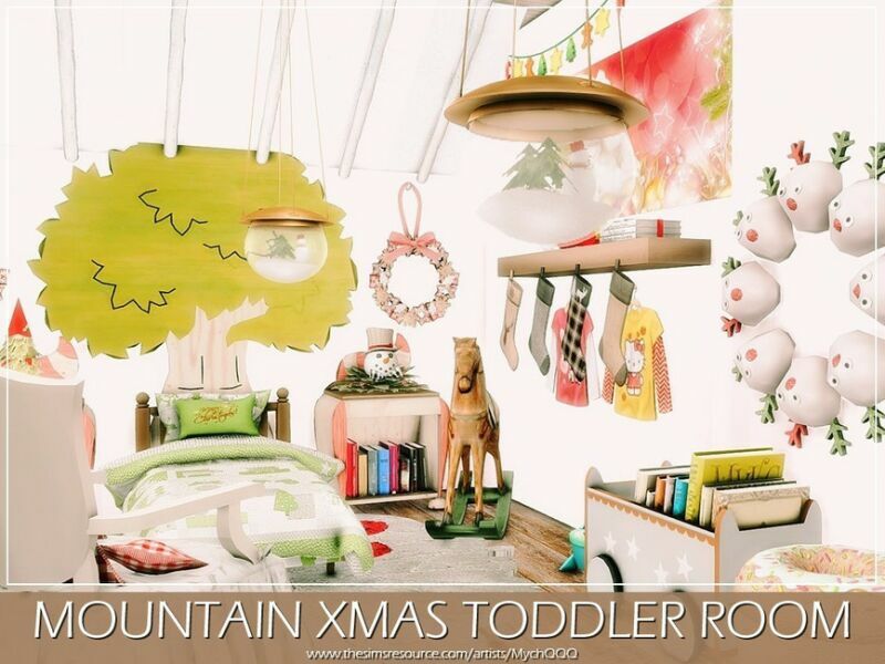 sims 4 cc mountain xmas toddler room by mychqqq 3