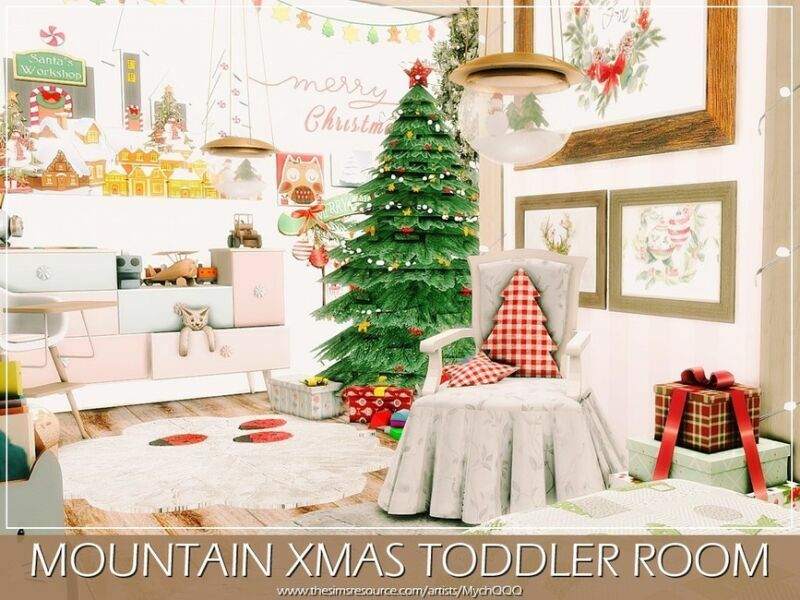 sims 4 cc mountain xmas toddler room by mychqqq 4