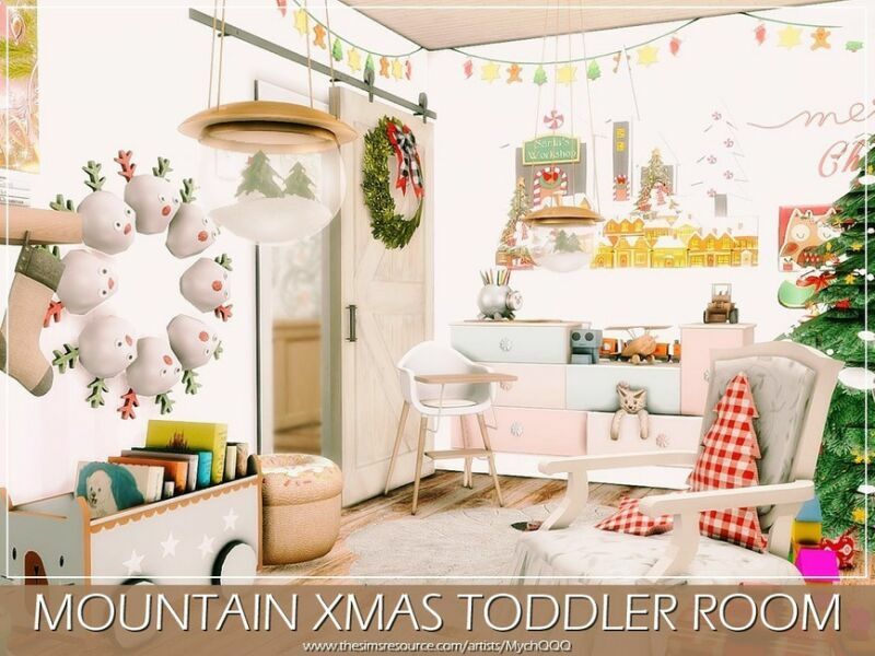 sims 4 cc mountain xmas toddler room by mychqqq 5