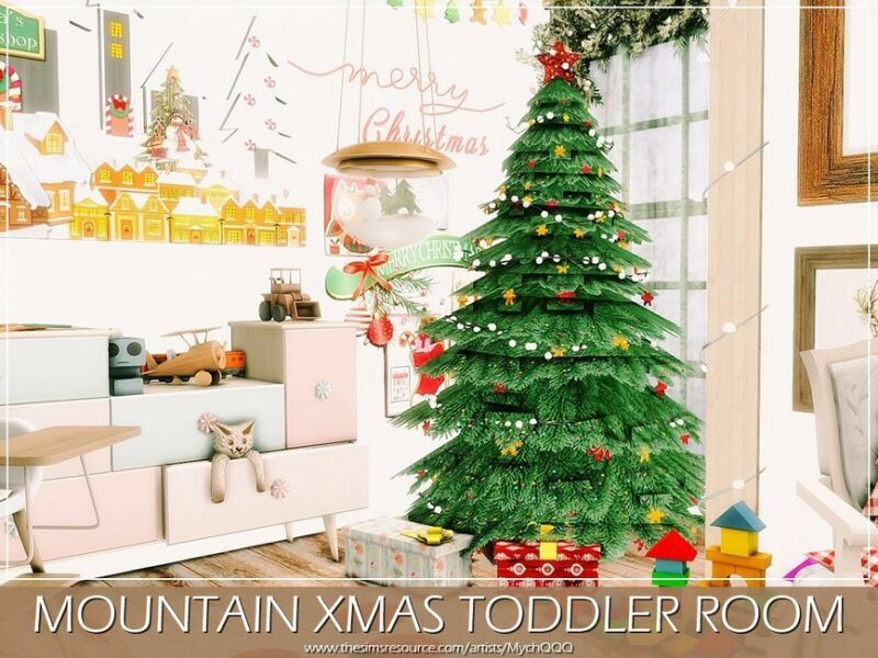 sims 4 cc mountain xmas toddler room by mychqqq 6