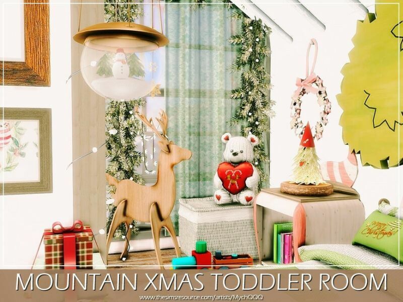 sims 4 cc mountain xmas toddler room by mychqqq 7