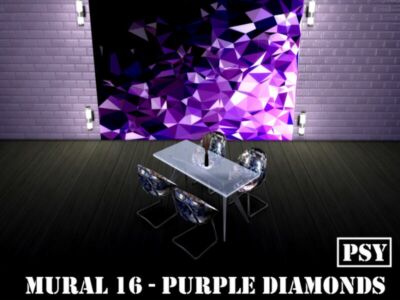 Mural 16 – Purple Diamonds By Psychachu Sims 4 CC