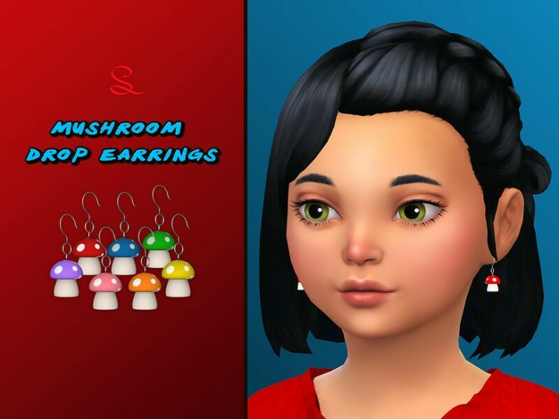 Mushroom Drop Earrings For Kids By Simlasya Sims 4 CC