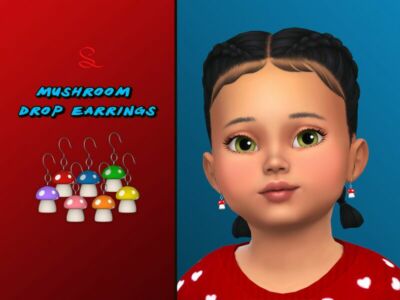 Mushroom Drop Earrings For Toddlers By Simlasya Sims 4 CC