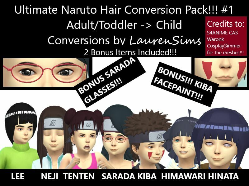 Naruto: Hair Conversion Ultimate Pack #1 By Laurensims Sims 4 CC