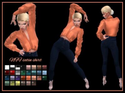 NFF Satin Shirt By Nadiafabulousflow Sims 4 CC