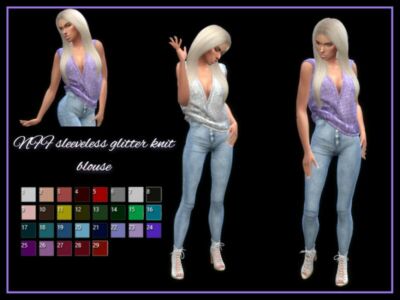 NFF Sleeveless Glitter Knit Blouse By Nadiafabulousflow Sims 4 CC