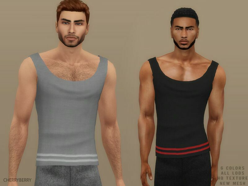 Nick – Men’s Tank TOP By Cherryberrysim Sims 4 CC