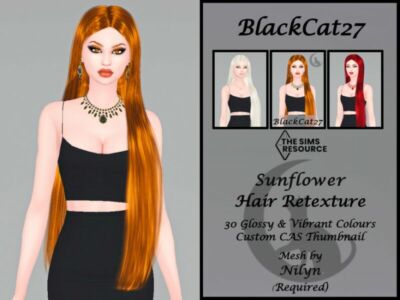 Nilyn Sunflower Hair Retexture (Mesh Needed) By Blackcat27 Sims 4 CC