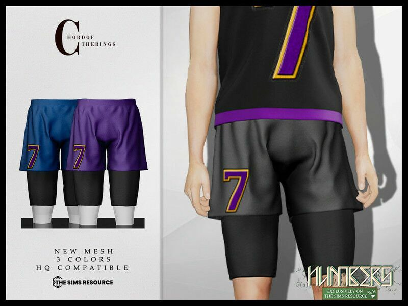 Numbers Athletic Shorts B-91 Sims 4 CC