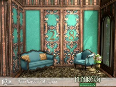 Numbers – Blue Baroque Wallpaper Sims 4 CC