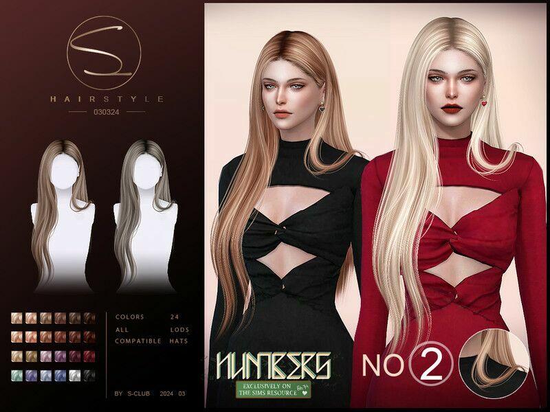 (Numbers Collection)Shawl Long Hairstyle 030324 Sims 4 CC