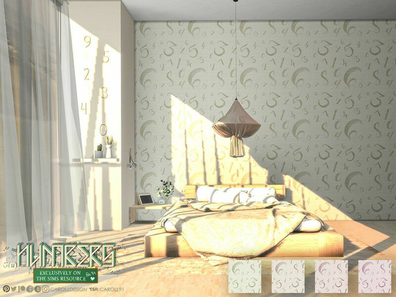 Numbers Fabric Wall Sims 4 CC