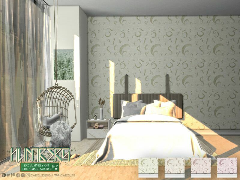 Numbers Fabric Wall 2 Sims 4 CC