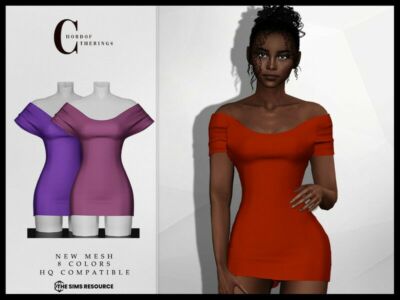 OFF Shoulder Dress D-320 Sims 4 CC