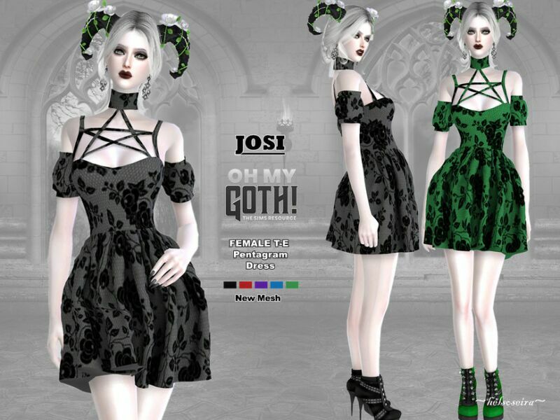 OH MY Goth – Josi – Pentagram Dress By Helsoseira Sims 4 CC