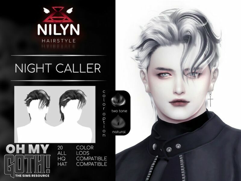 OH MY Goth Night Caller Hair – NEW Mesh By Nilyn Sims 4 CC