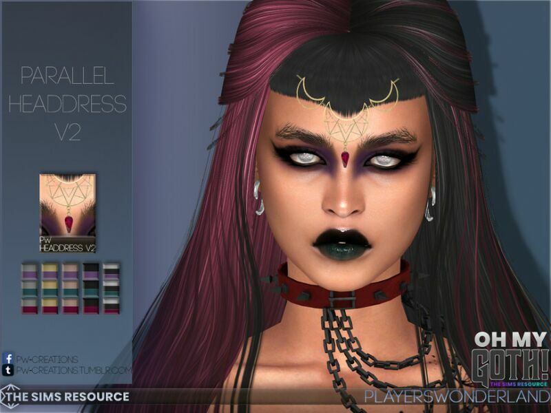 OH MY Goth – Parallel Headdress V2 By Playerswonderland Sims 4 CC