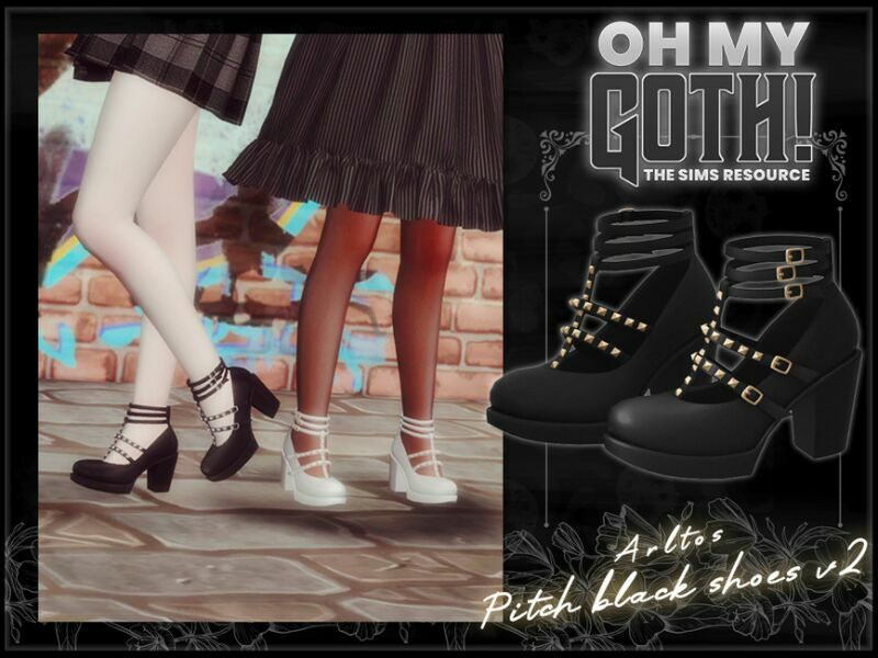 OH MY Goth – Pitch Black Shoes V2 By Arltos Sims 4 CC