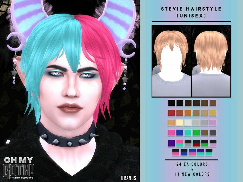 OH MY Goth! – Stevie Hairstyle (Unisex) By Oranostr Sims 4 CC