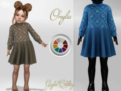 Omylia – Cute Knitted Christmas Dress By Garfiel Sims 4 CC