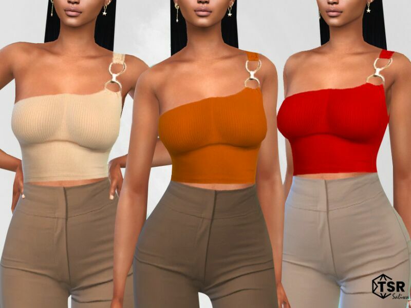 ONE Shoulder Ring Tops By Saliwa Sims 4 CC