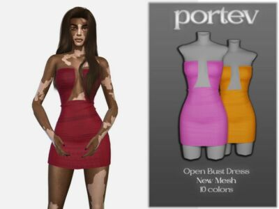 Open Bust Dress By Portev Sims 4 CC