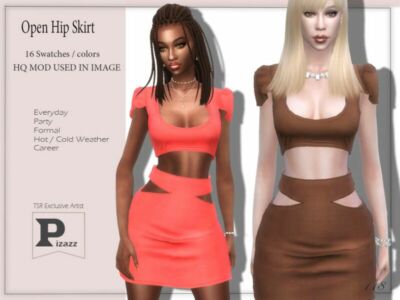 Open HIP Skirt By Pizazz Sims 4 CC