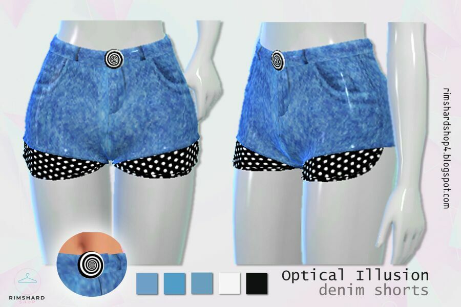 Optical Illusion Denim Shorts By Rimshard Sims 4 CC