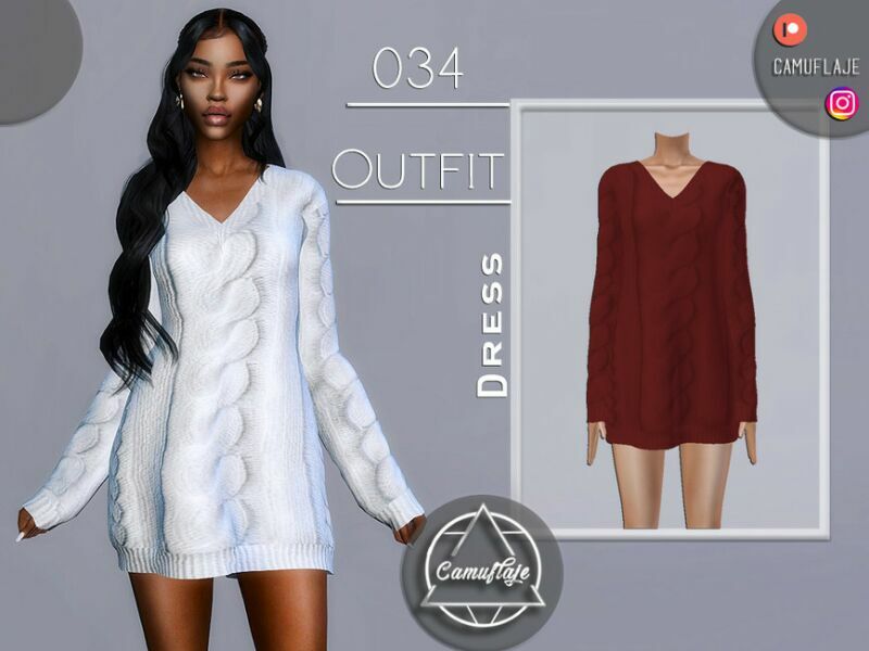 Outfit 034 – Sweater Dress By Camuflaje Sims 4 CC