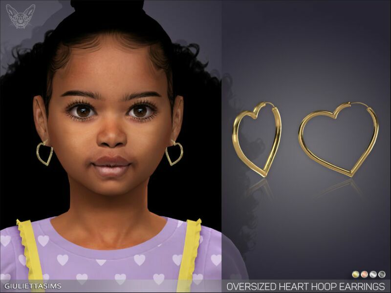 Oversized Heart Hoop Earrings For Kids By Feyona Sims 4 CC