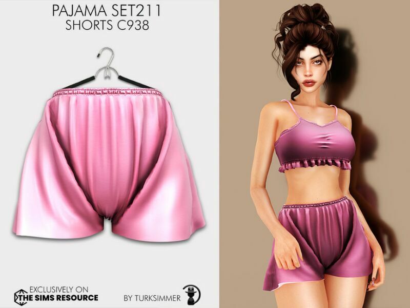 Pajama SET211 – Shorts C938 By Turksimmer Sims 4 CC