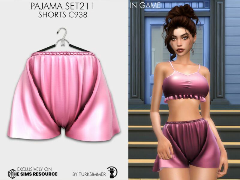 sims 4 cc pajama set211 shorts c938 by turksimmer 2