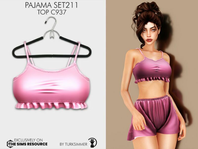 Pajama SET211 – TOP C937 By Turksimmer Sims 4 CC