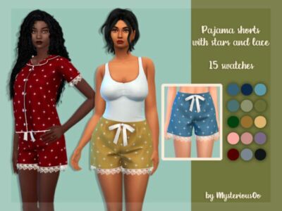 Pajama Shorts With Stars And Lace By Mysteriousoo Sims 4 CC