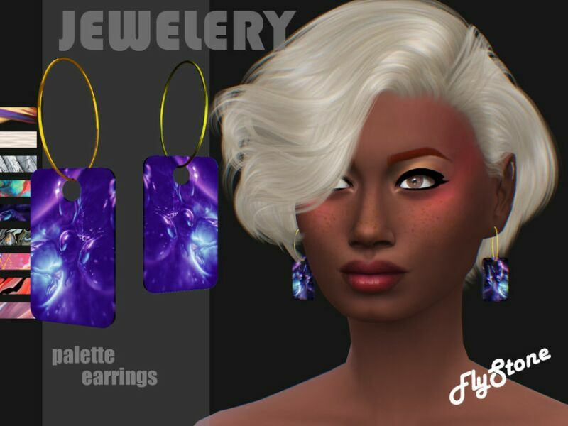 Palette Earrings By Flystone Sims 4 CC