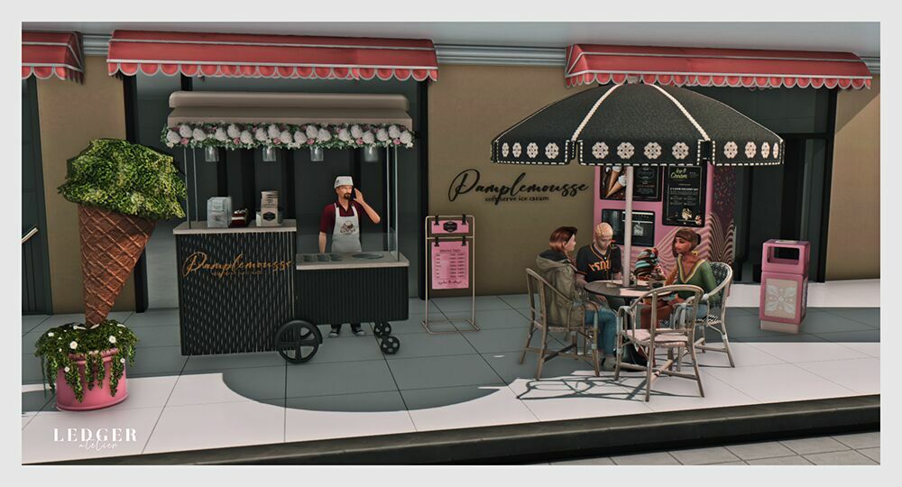 sims 4 cc pamplemousse ice cream parlor set 2