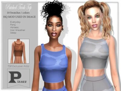 Patched Tank TOP By Pizazz Sims 4 CC