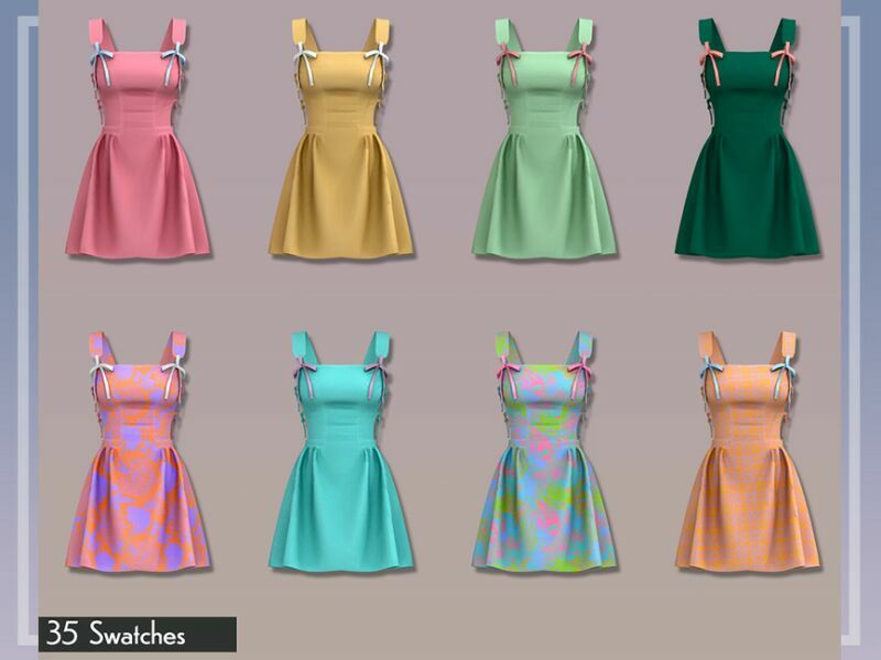 sims 4 cc patreon belaloallure maria ribbon dress by belal1997 2