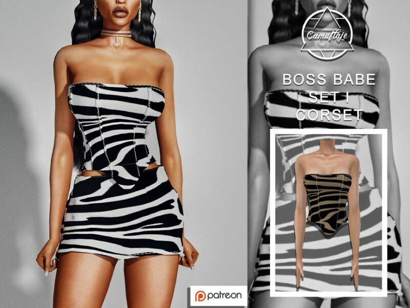 [Patreon] Boss Babe SET – Corset By Camuflaje Sims 4 CC