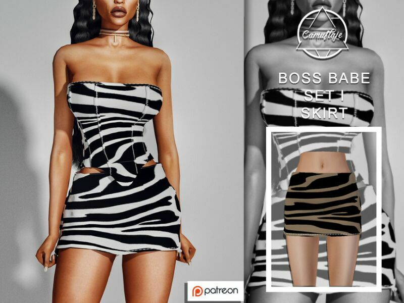 [Patreon] Boss Babe SET – Skirt By Camuflaje Sims 4 CC